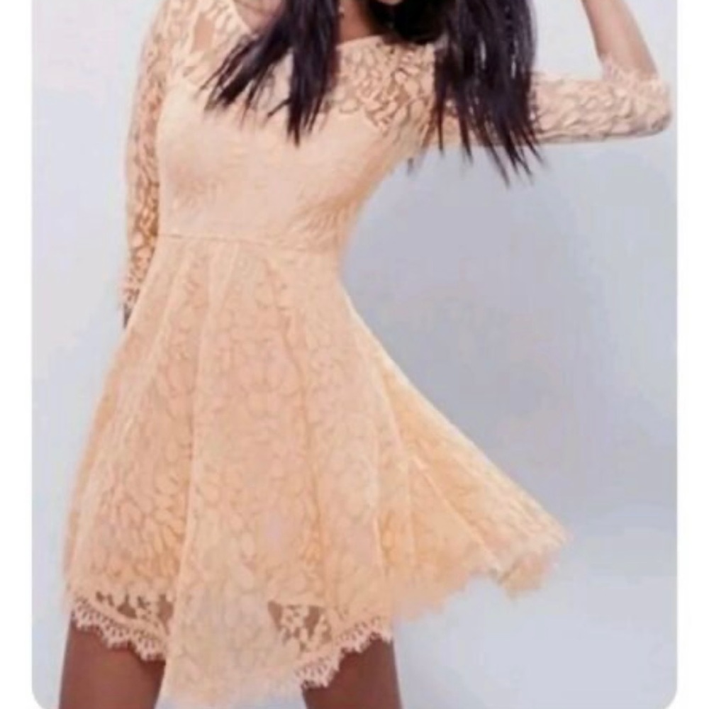 Free People apricot/bush/peach lace dress